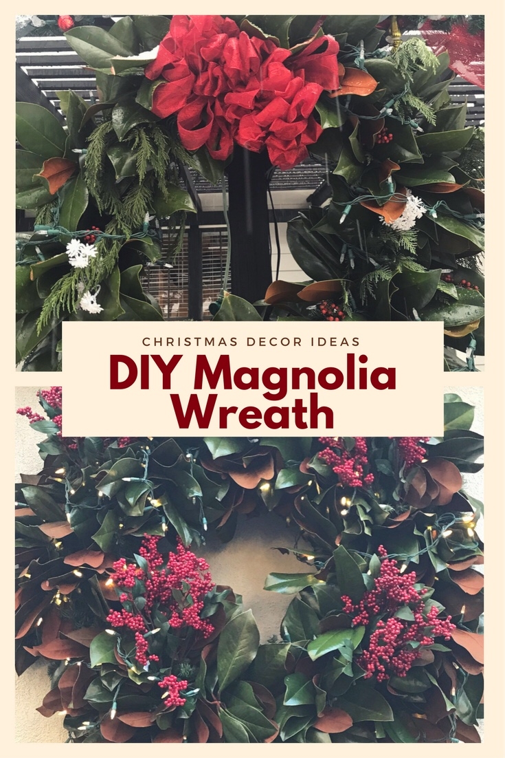 DIY magnolia wreath, holiday wreaths, live wreaths, christmas wreath, outdoor christmas decor, magnolia decor, wreaths, holiday decor, front door decor
