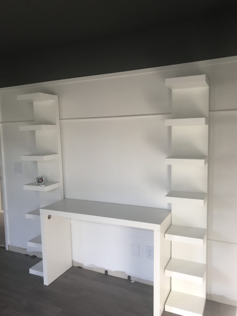 IKEA MALM, ALGOT, LACK used in a bedroom makeover to create storage