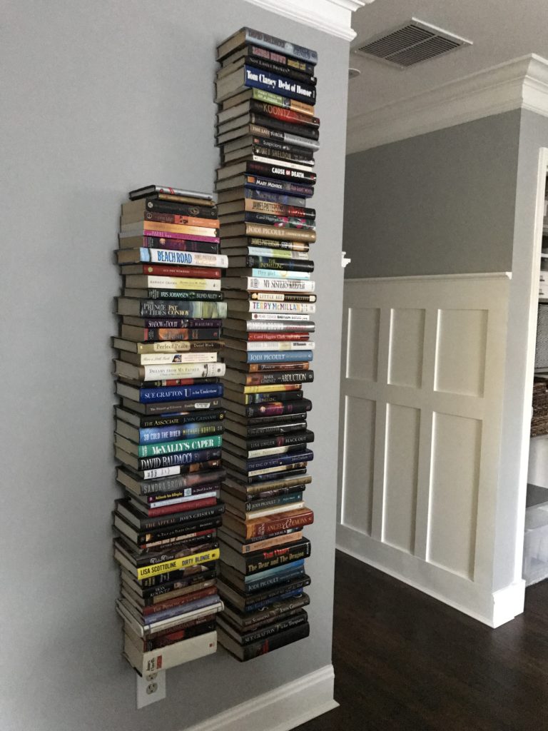 diy invisible floating book shelves - book organization